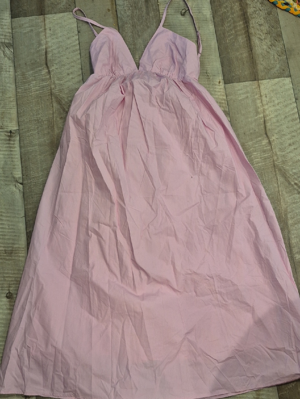 Commense Maxi Slip Dress Coastal Cowgirl Open Back 100% Cotton Pink S NWT - Picture 8 of 11